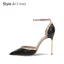 Sexy Noire Soirée Motif Alligator Sandales Femme 2021 Rivet Bride Cheville Talons Hauts 10 cm Talons Aiguilles À Bout Pointu Sandales