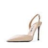 Sexy Beige Evening Party Slingbacks Womens Sandals 2021 10 cm Stiletto Heels High Heels Pointed Toe Pumps