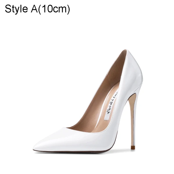 Sexy Weiß Abend Lackleder Pumps 2021 10 cm Stilettos Hochhackige Spitzschuh Pumps