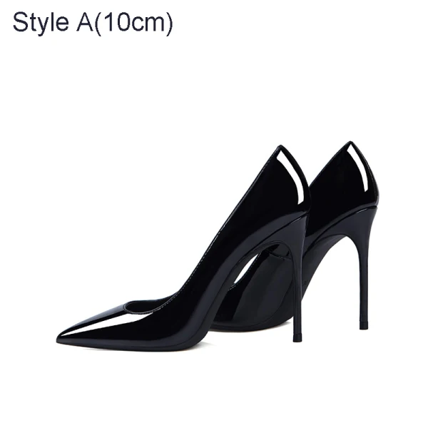 Mooie / Prachtige Zwarte Kantoor OL Lakleer Pumps 2019 Leer 10 cm Naaldhakken / Stiletto Hoge Hakken Spitse Neus Pumps