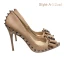 Fashion Beige Evening Party Rivet Bow Pumps 2021 Patent Leather 12 cm Stiletto Heels High Heels Pointed Toe Pumps