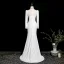 Chic / Belle Ivoire Paillettes En Dentelle Fleur Robe De Soirée 2025 Trompette / Sirène Col Haut Manches Longues Train De Balayage Soirée Robe De Ceremonie