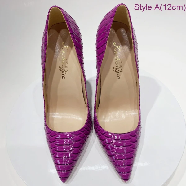 Chic / Beautiful Grape Rave Club Snakeskin Print Pumps 2021 12 cm Stiletto Heels Pointed Toe High Heels