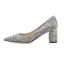 Glittrande Sexig Silver Afton Paljetter Pumps 2021 Läder 6 cm Rhinestone Tjocka Klackar Högklackade Spetsiga Pumps