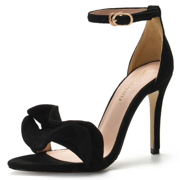 Sexy Burgundy Evening Party Suede Womens Sandals 2021 Leather Ankle Strap 10 cm Stiletto Heels High Heels Open / Peep Toe Sandals