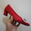 Vintage Röd Silke Satin Bal Rhinestone Pumps 2021 5 cm Stilettklackar Spetsiga Högklackade