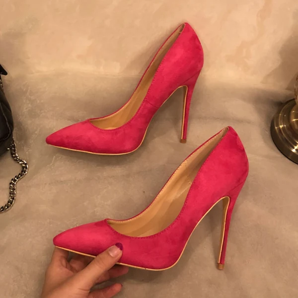 Schöne Gelb Strassenmode Wildleder Pumps 2021 12 cm Stilettos Spitzschuh Hochhackige