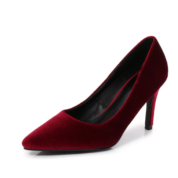 Elegant Pageant Suede Dark Green Pumps 2021 Leather High Heels 8 cm Stiletto Heels Pointed Toe Pumps