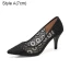 Sexy Black Hall Lace Flower Pierced Pumps 2021 Tulle 7 cm Stiletto Heels Pointed Toe High Heels