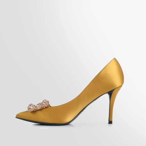 Elegant Sky Blue Cocktail Party Rhinestone Pumps 2021 Leather 8 cm Stiletto Heels Pointed Toe High Heels