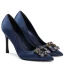 Elegant Dark Green Prom Satin Rhinestone Pumps 2021 10 cm Stiletto Heels Pointed Toe High Heels
