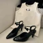 Chic / Belle Noire Doré Promo Sandales Femme 2021 Cuir Bride Cheville Noeud 10 cm Talons Épais Talons Hauts À Bout Pointu Sandales