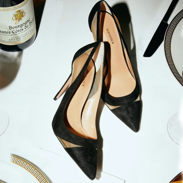 Sexy Tan Durchbohrt Wildleder Ball Pumps 2021 Leder 10 cm Stilettos Hochhackige Spitzschuh Pumps