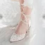 Elegant Ivory See-through Lace Flower Wedding Shoes 2021 Satin 8 cm Stiletto Heels Pointed Toe Wedding High Heels