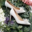 Scintillantes Blanche Perle Faux Diamant Paillettes Chaussure De Mariée 2021 Cuir 7 cm Talons Aiguilles Talons Hauts À Bout Pointu Mariage Escarpins