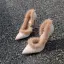 Schöne Schwarz Strassenmode Plüsch Wildleder Damenschuhe 2021 10 cm Stilettos Spitzschuh Offene Seite Hochhackige