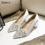Elegant White Rhinestone Satin Wedding Shoes 2021 7 cm Thick Heels High Heels Pointed Toe Wedding Pumps