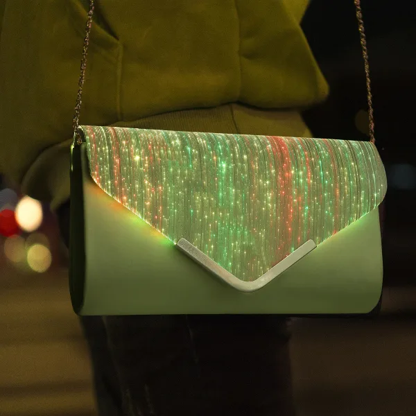 Eye-catching Illuminated Black LED Glitter Clutch Bags 2021 Christmas Rave Club Evening Party