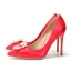 Chic / Beautiful Champagne Bridesmaid Satin Pumps 2021 Rhinestone Pearl 10 cm Stiletto Heels Pointed Toe High Heels