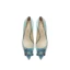 Illusion Mint Green Rhinestone Embroidered Prom Pumps 2021 Leather 6 cm Stiletto Heels High Heels Pointed Toe Pumps
