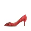 Stijlvolle Rode Zijde Rhinestone Bruidsschoenen 2021 Leer 6 cm Naaldhakken / Stiletto Hoge Hakken Spitse Neus Huwelijk Pumps