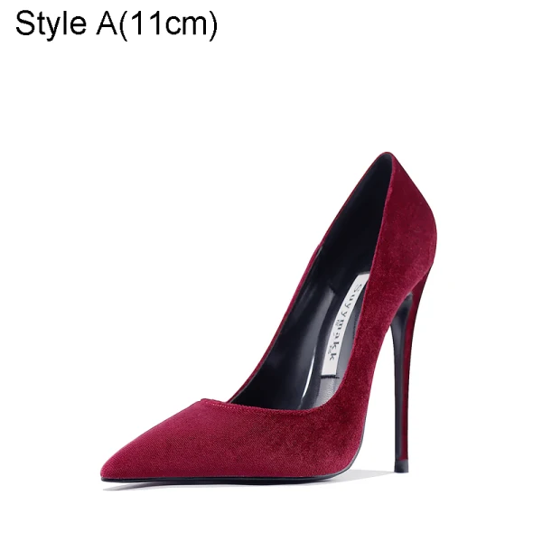 Elegant Burgundy Office OL Satin Suede Pumps 2021 10 cm Stiletto Heels Pointed Toe High Heels
