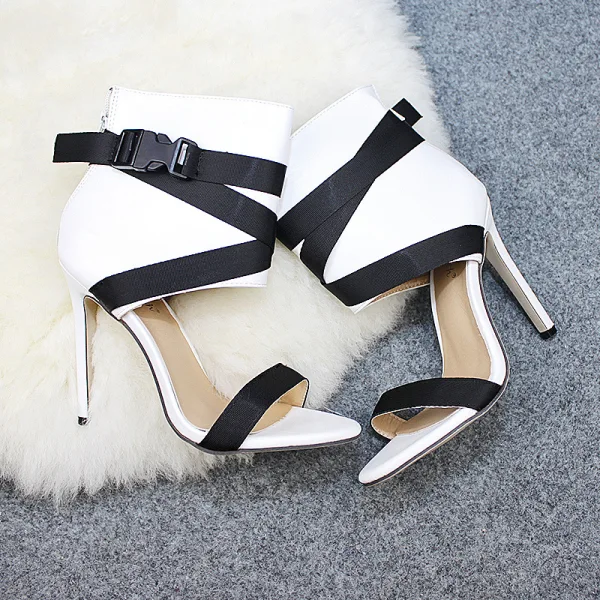 Modest / Simple Red Street Wear Womens Sandals 2021 11 cm Stiletto Heels Open / Peep Toe High Heels Sandals