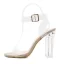 Sexy Noire Cocktail Transparente Sandales Femme 2021 11 cm Cristal Talons Épais Bride Cheville Peep Toes / Bout Ouvert Talons Hauts Sandales