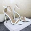 Sexy White Cocktail Party Womens Sandals 2021 Ankle Strap 11 cm Stiletto Heels Open / Peep Toe High Heels