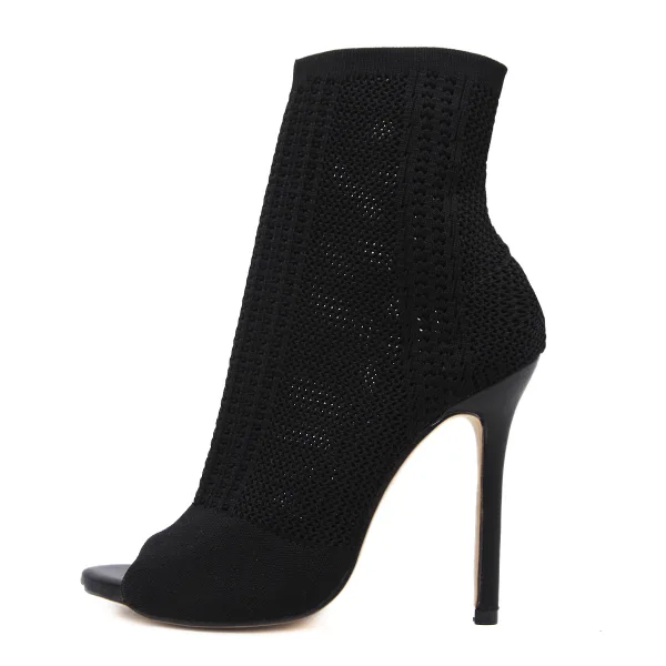 Chic / Beautiful Dark Green Casual Pierced Knitting Womens Sandals 2021 11 cm Stiletto Heels Open / Peep Toe High Heels Sandals