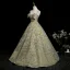 Flower Fairy Sage Green Pearl Rhinestone Lace Flower Floral Prom Dresses 2025 Ball Gown Spaghetti Straps Sleeveless Backless Floor-Length / Long Formal Dresses