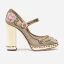 Charmant Blanche Brodé Promo Escarpins 2021 Cuir 10 cm Talons Épais Talons Hauts À Bout Rond Escarpins