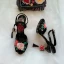 Vintage / Retro High-end Black Pageant Womens Sandals 2021 Leather Embroidered Ankle Strap 10 cm Stiletto Heels Open / Peep Toe High Heels