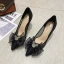 Schöne Schwarz Durchsichtige Ball Pumps 2021 Strass Schleife 7 cm Stilettos Hochhackige Spitzschuh Pumps