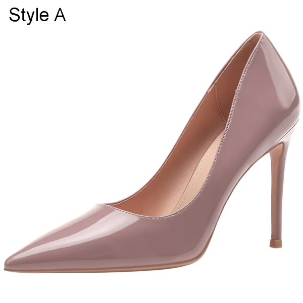 Fashion Burgundy Evening Party Patent Leather Pumps 2021 Leather High Heels 10 cm Stiletto Heels Pointed Toe Pumps