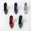 Mode Dunkelgrün Satin Ball Strass Pumps 2021 10 cm Stilettos Hochhackige Spitzschuh Pumps