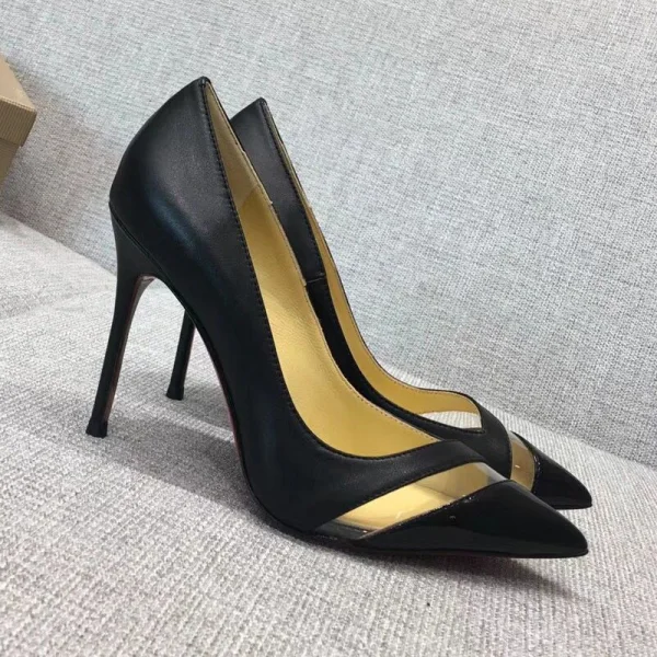 Schöne Schwarz Cocktail Durchbohrt Pumps 2021 Hochhackige 10 cm Stilettos Spitzschuh Pumps