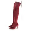 Fashion Red Street Wear Suede Womens Boots 2021 High Heels 8 cm Thick Heels Pointed Toe Boots