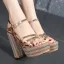 Sexy Champagne Soirée Faux Diamant Sandales Femme 2021 Bride Cheville 14 cm Talons Épais Talons Hauts Peep Toes / Bout Ouvert Sandales