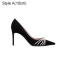 Elegante Zwarte Avond Parel Pumps 2021 Leer 10 cm Naaldhakken / Stiletto Spitse Neus Hoge Hakken Pumps