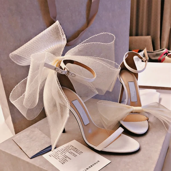 Sexy Noire Promo Noeud Sandales Femme 2021 Bride Cheville 10 cm Talons Aiguilles Talons Hauts Peep Toes / Bout Ouvert Sandales