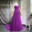 Chic / Belle Violet Robe De Soirée 2018 Princesse Perlage Perle Paillettes Appliques V-Cou Sans Manches Tribunal Train Robe De Ceremonie