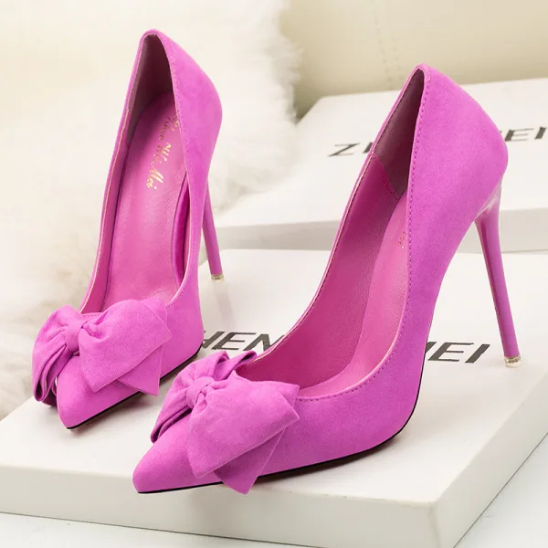 Affordable Red Outdoor / Garden Suede Pumps 2021 11 cm Stiletto Heels High Heels Pointed Toe Pumps