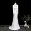 Chic / Belle Ivoire Paillettes En Dentelle Fleur Robe De Soirée 2025 Trompette / Sirène Col Haut Manches Longues Train De Balayage Soirée Robe De Ceremonie