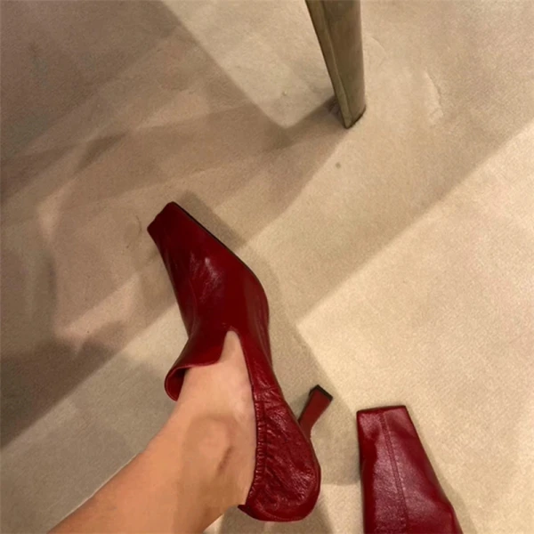 Vintage Schlicht Weiß Freizeit Pumps 2021 Leder 9 cm Stilettos Quadratische Zehe Pumps