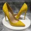 Chic / Beautiful Yellow Cocktail Party Snakeskin Print Pumps 2021 12 cm Stiletto Heels Pointed Toe Pumps High Heels
