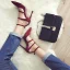Sexy Burgundy Street Wear Suede Womens Sandals 2021 Ankle Strap 10 cm Stiletto Heels Pointed Toe Sandals High Heels