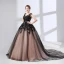 Chic / Beautiful Black Prom Dresses 2018 Ball Gown Appliques Lace V-Neck Sleeveless Chapel Train Formal Dresses
