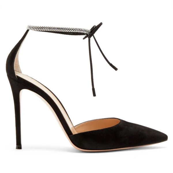 Sexy Red Cocktail Party Womens Sandals 2021 Rhinestone Ankle Strap 10 cm Stiletto Heels Pointed Toe Sandals High Heels