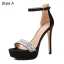 Sexy Schwarz Abend Sandalen Damen 2021 Knöchelriemen 12 cm Stilettos Peeptoes Sandaletten Hochhackige